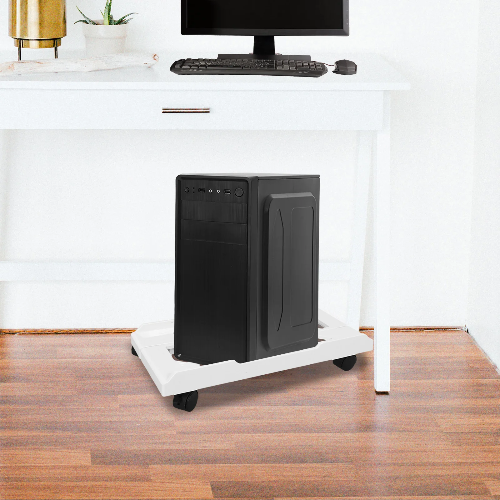 

1 Computer Tower Adjustable Width Mobile Floor Holder Under Desk Cooling Support For Most Cpu Towers Pc Stand Computer Floor