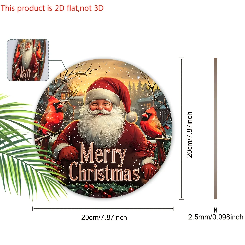 2D Flat - A Vintage Wooden Christmas Sign Featuring Santa Claus Design, Perfect for Hanging on Your Front Door Or Wall As Festiv