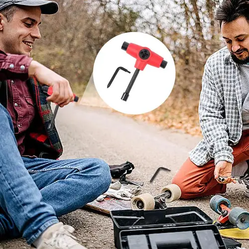 Imagen 2 del producto Herramienta en forma de T para monopatín, llave de reparación, llave de patín para patines y Quad