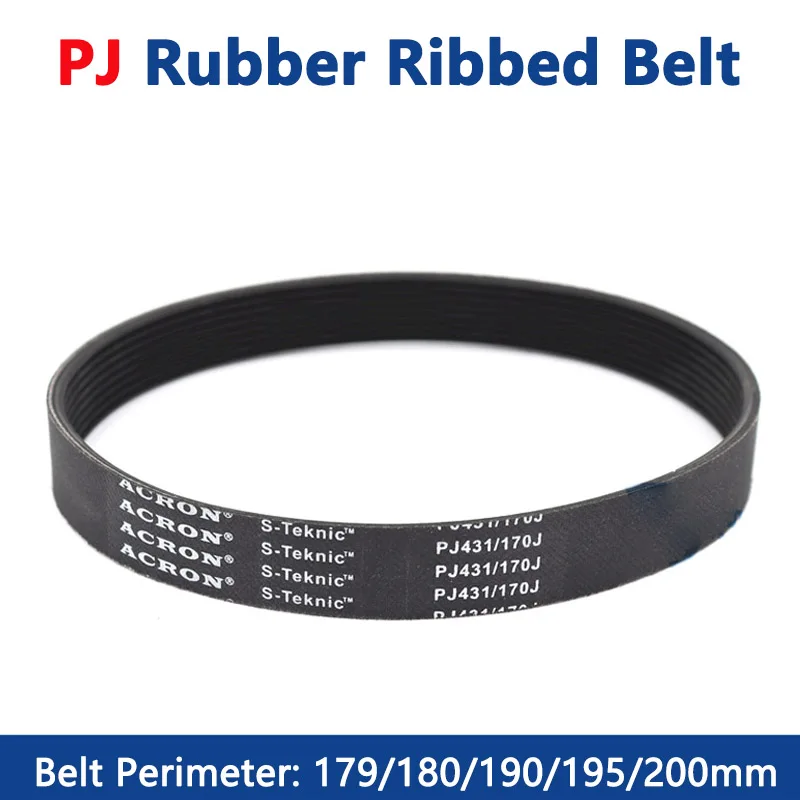 1pc PJ Rubber Multi Wedge Belt PJ179 PJ180 PJ190 PJ195 PJ200 Multi Peak Drive Belts For 3/4/6/8/10 Slot Multi-wedge Wheel