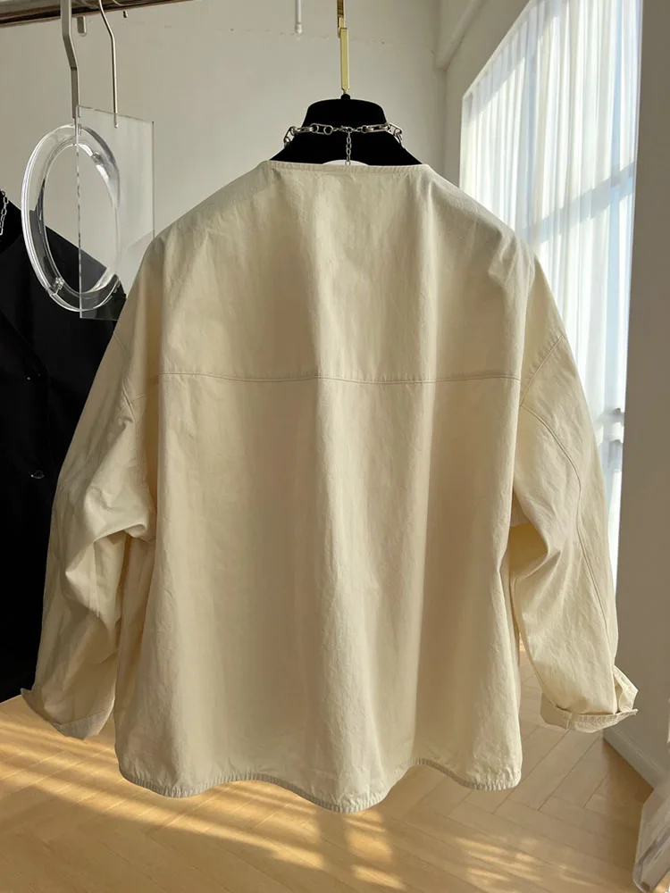 Camisa de Color liso para mujer, Blusa de manga larga, Tops coreanos de cuello redondo, diseño Vintage Chic, Primavera, 2024