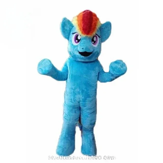 

Blue Pony Mascot Costume Blue Unicorn Walking Doll Clothes Christmas Fancy Party Dress Carnival Performance Show