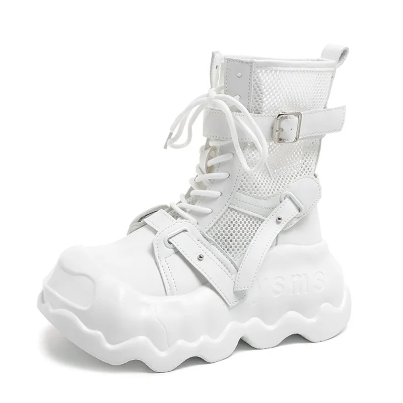 

НОВЫЕ женские ботинки на платформе, роскошная дизайнерская обувь для женщин, массивная обувь на шнуровке, дышащие удобные ботильоны Botas De Mujer