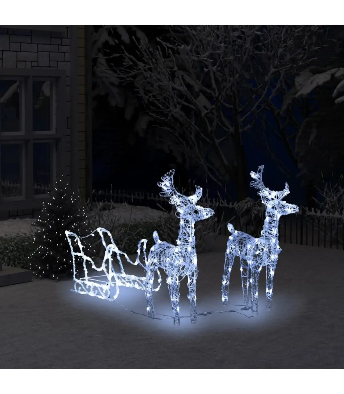 Christmas Lights Christmas decoration reindeer and sleigh acrylic 160 LEDs 130 cm