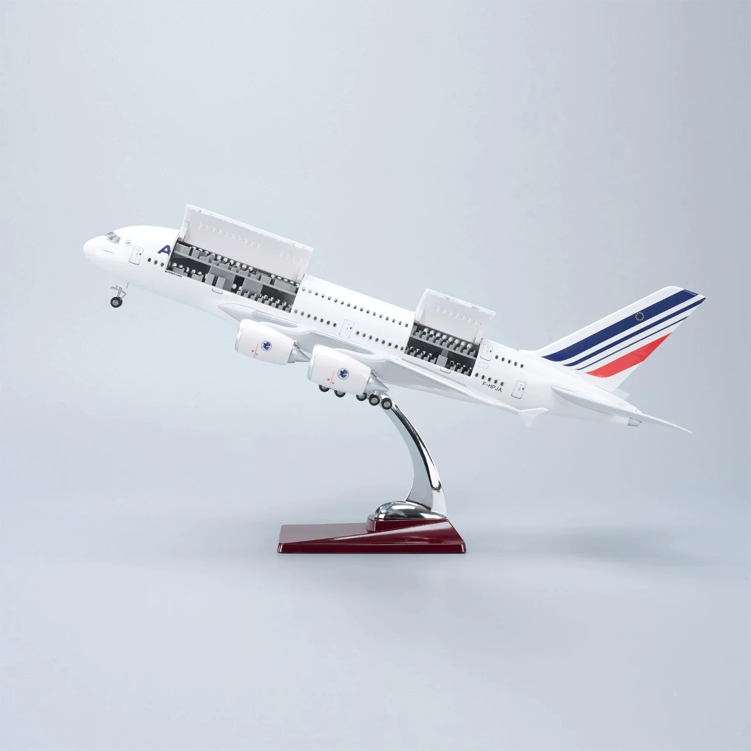 

1/160 Scale Model Miniature Airplanes 47cm A380 France Airways Resin Aircraft Diecast Openable Cabin Door With Lights Aviation