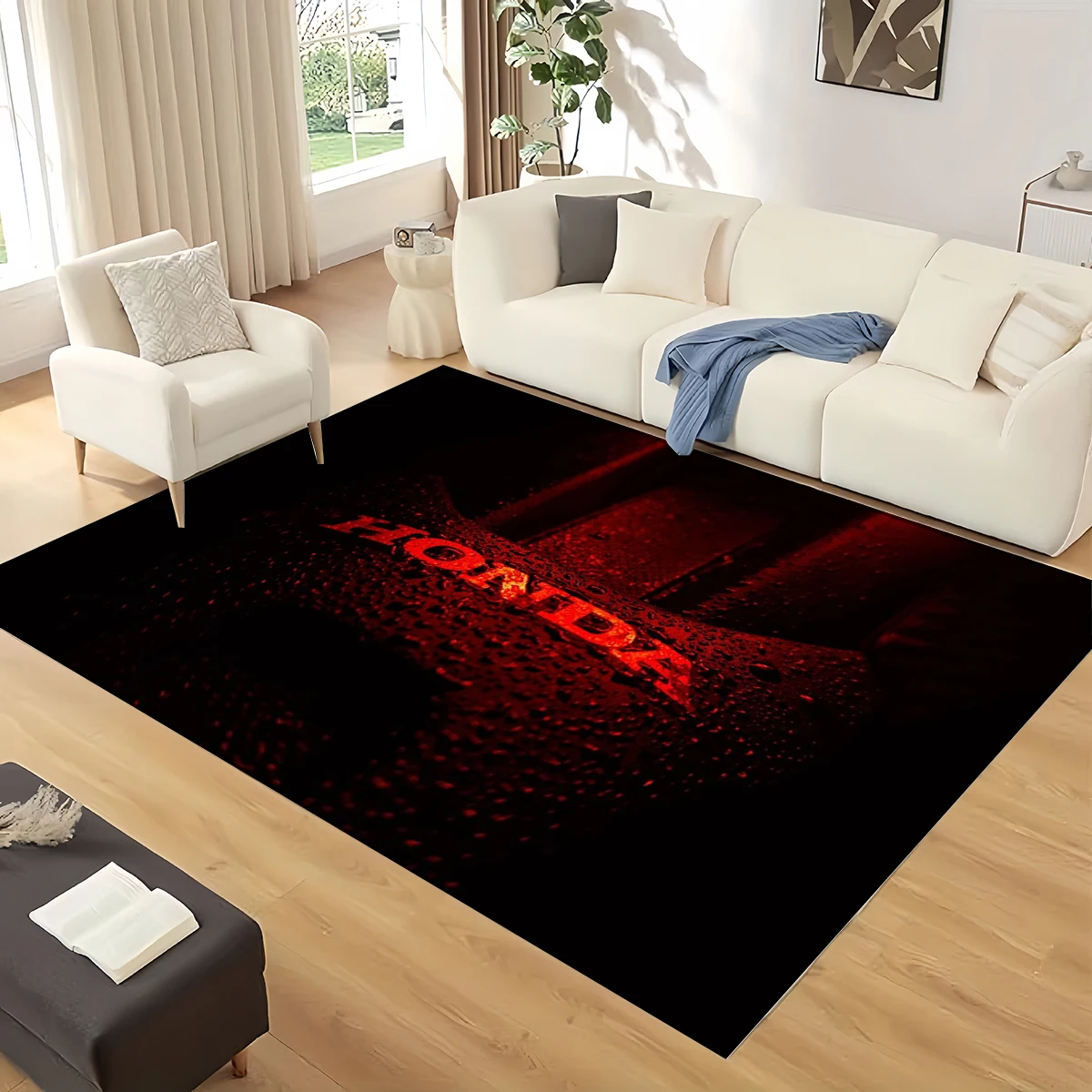 3D Vintage Motorcycle H-Honda Style Large Area Rug – Non-Slip Floor Mat for Garage, Living Room, Bedroom, Doormat Decor & Gift