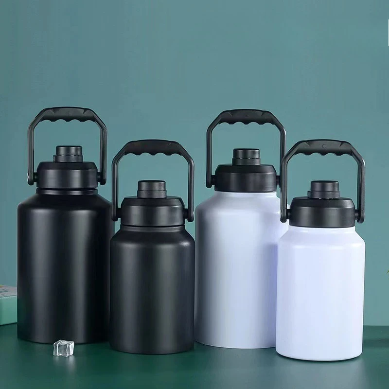 

New 304 stainless steel vacuum flask, Camping ice bucket, Outdoor portable sports water bottle, Handheld thermos pot, 2L