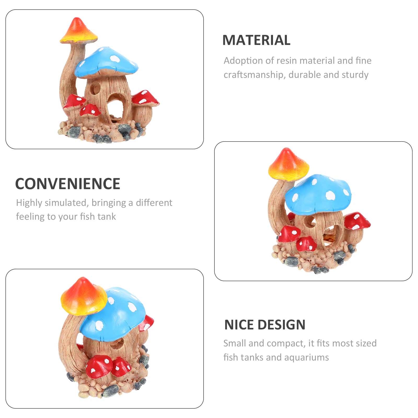 

Resin Mushroom House Fish Tank Decoration Aquarium Cave Shelter for Shrimp and Fish Breeding Hideout Ornament Aquarium Cave