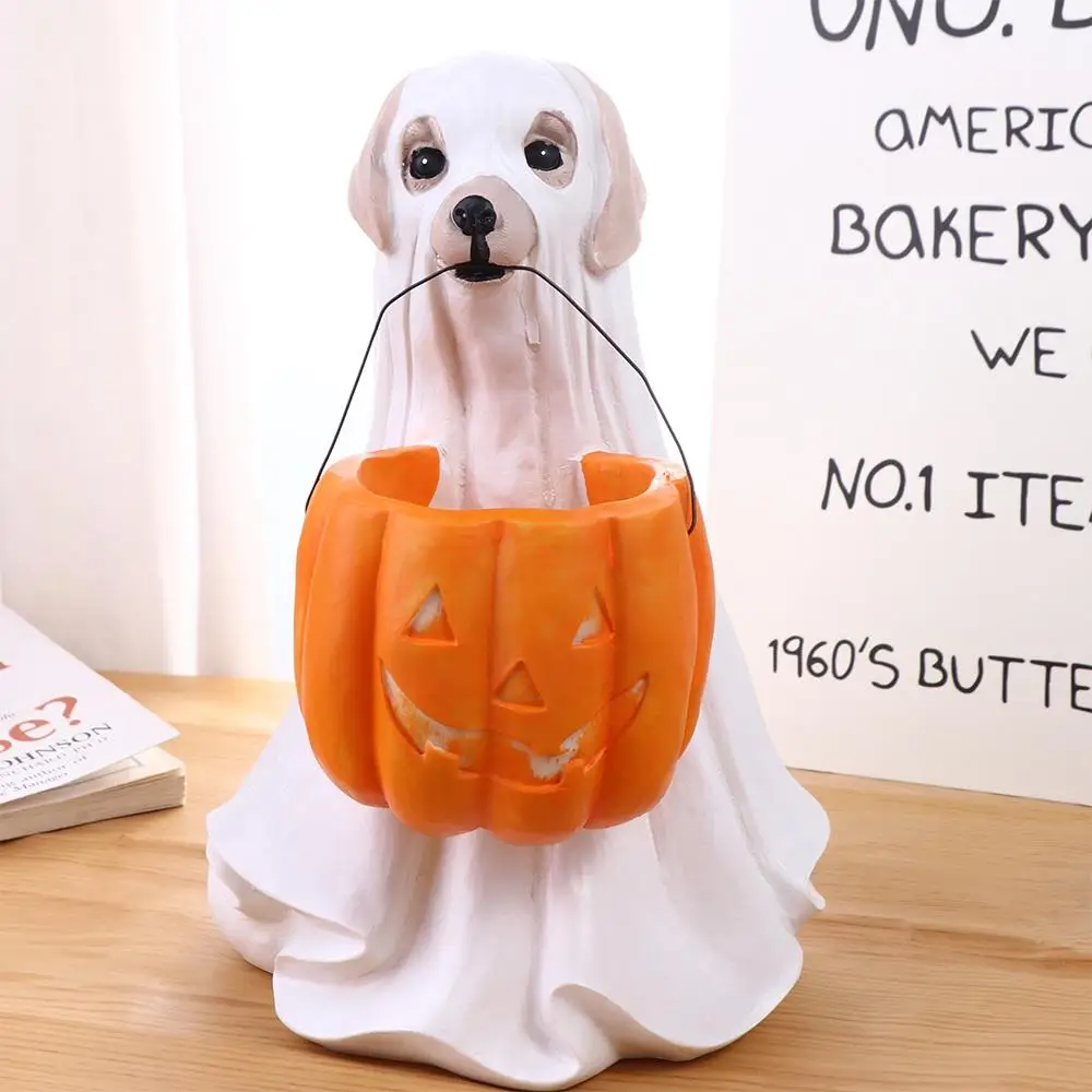 Decoration Resin Halloween Dog Elf Candy Bowl Cat Elf Sweets Holder Dog Anti Fading Snack Storage Props Home