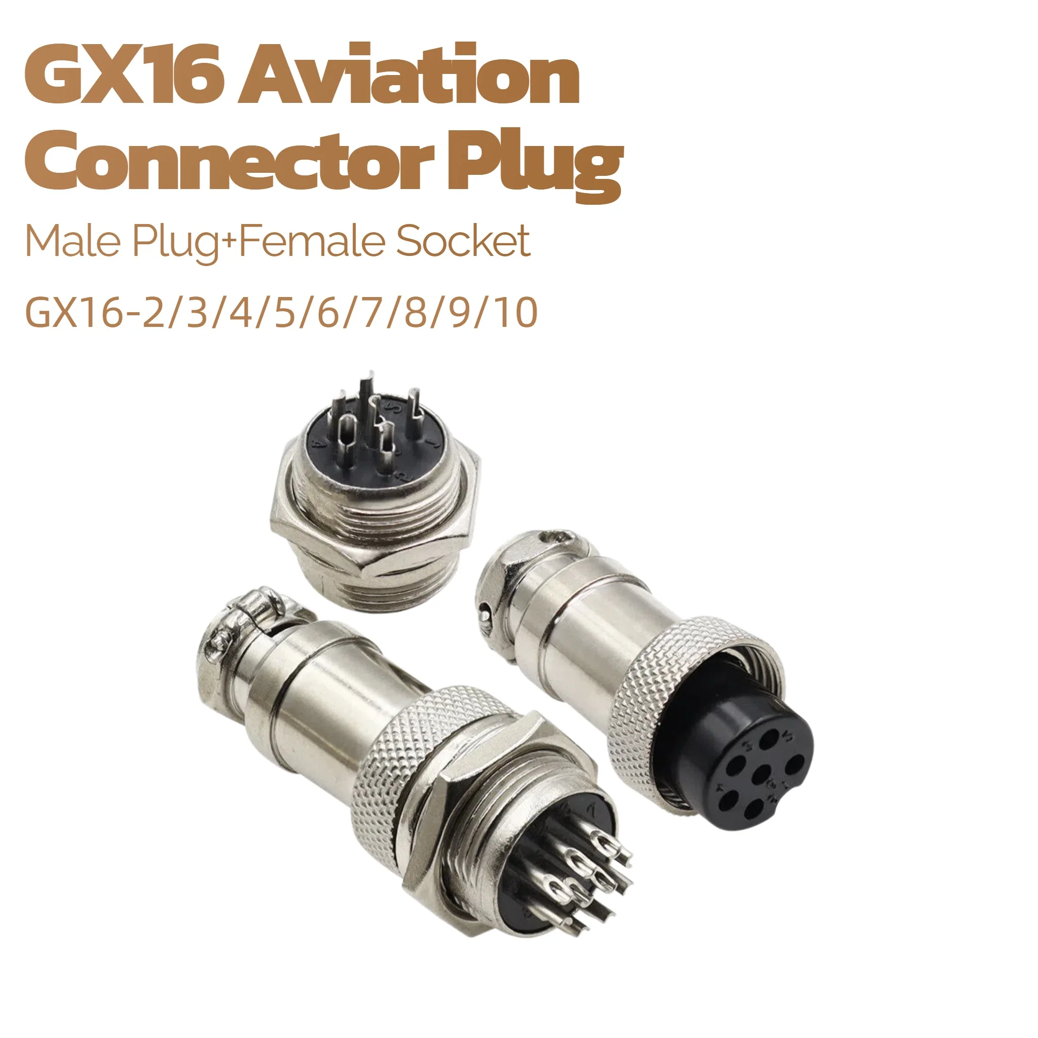 GX16 Aviation Plug Socket 2‑3‑4‑5‑6‑7‑8‑9‑10‑Pin Male Female Connector Circular Aviation Cable Connector Adapter