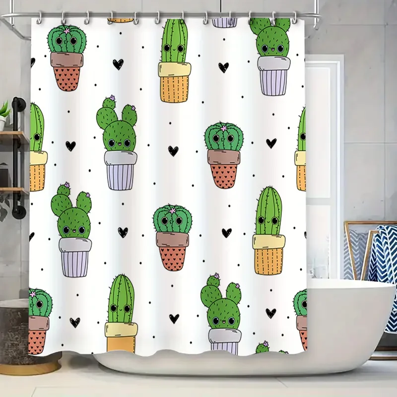 

Декоративная занавеска для душа с милым рисунком кактуса идеально подходит для декора ванной комнаты!