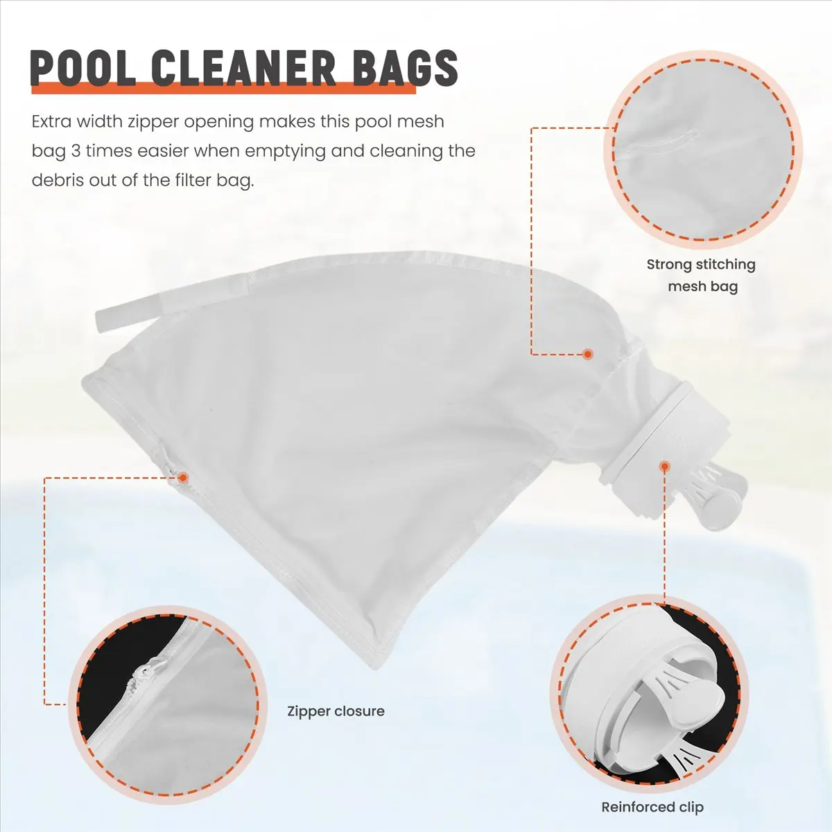

T22C 3PCS Zippered Bag Replacement Fits for Polaris 280,480 Pool Cleaner All Purpose Filter Bag Swimming Pool Cleaner Bags