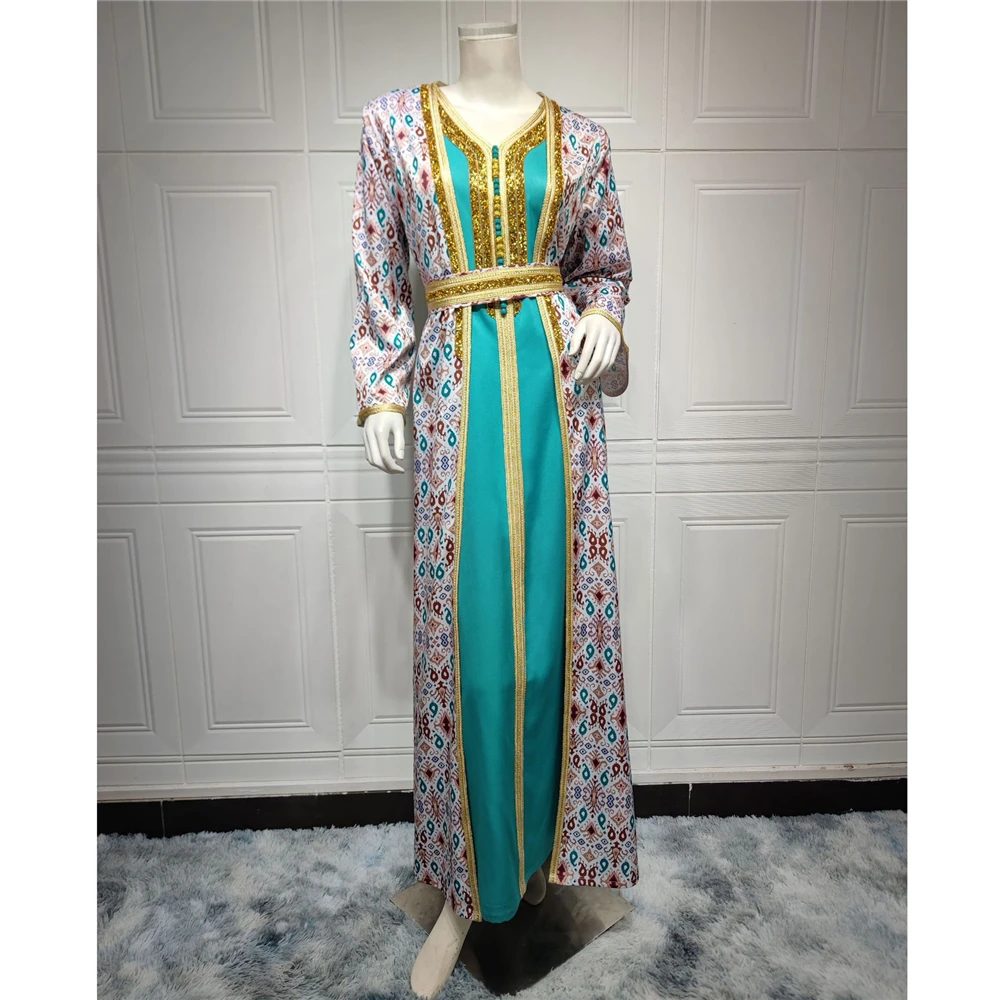 Eid Al Adha Diamonds Evening Party Dresses for Women Muslim Gown Saudi Arabic Robe Dubai Kaftan Abaya Morocco Caftan Jalabiya