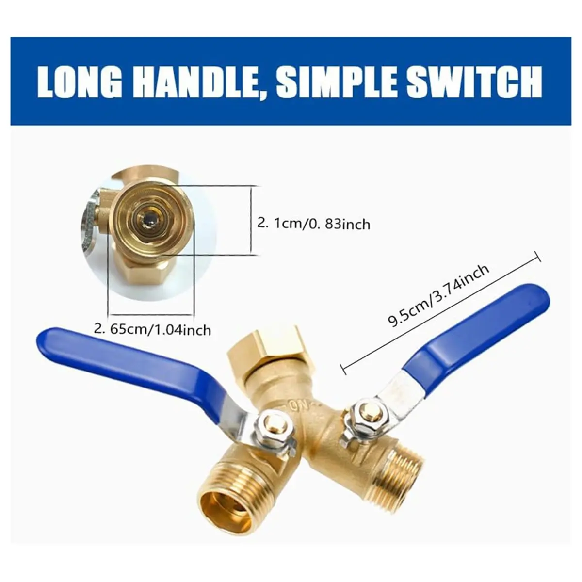 giftnew 2Pcs 2 Way Hose Splitter Garden Hose Splitter Water Spigot Garden RV Copper Hose Splitter Valve 3/4 Inch GHT Thread