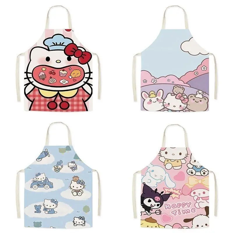 ใหม่ Sanrio Hello Kitty ผ้ากันเปื้อน Young และ Fashionable Kitchen & Household ผู้ปกครอง-เด็กทําอาหารห้องรับแขก Smudge-proof Coveralls