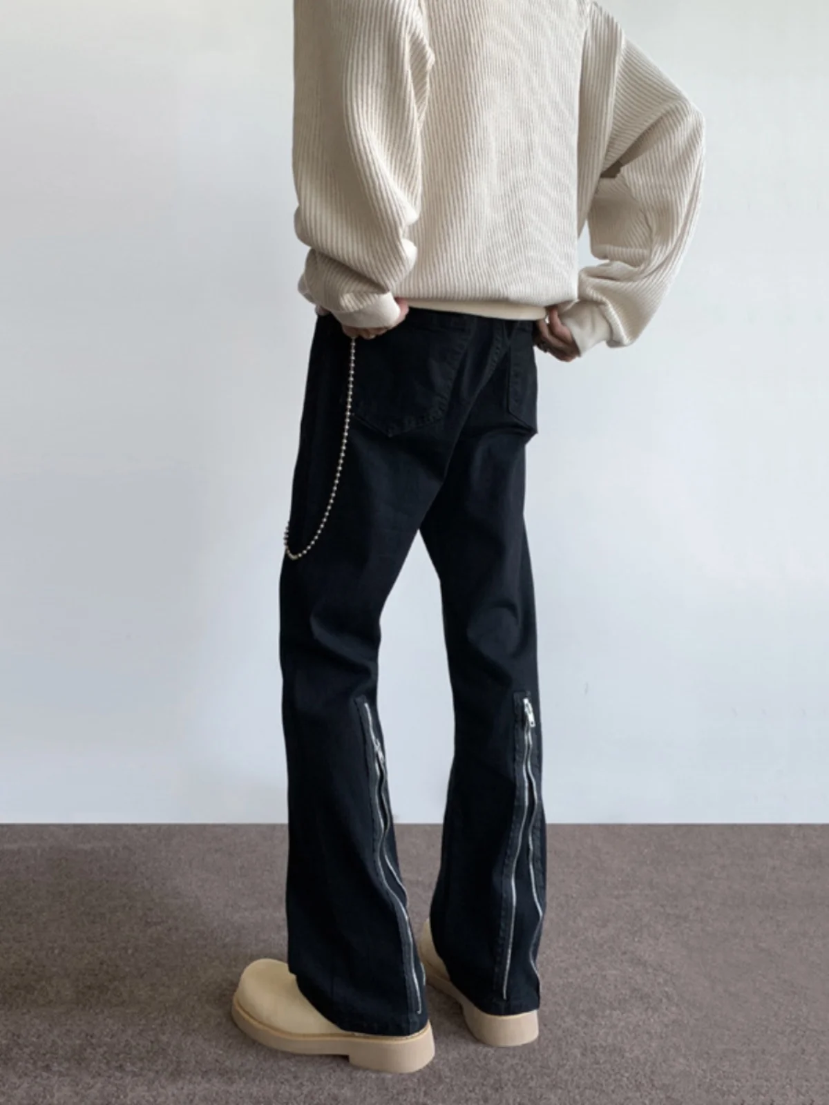 

Мужские джинсы прямого кроя с черными молниями на манжетах, в стиле High Street, весна-осень, Cleanfit, американский уличный стиль, крутые и стильные