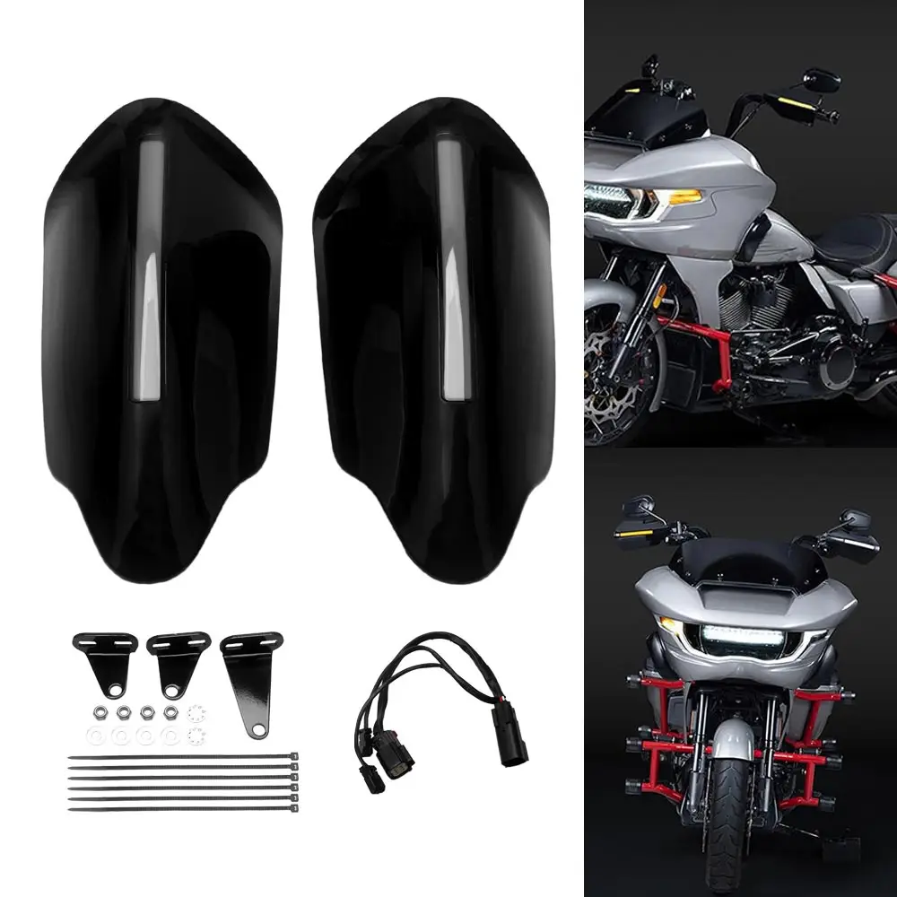 1 Pair Hand Guard With LED Light Mating Wiring Harness Fit For Harley Touring Road Glide FLTRX CVO Street Glide FLHXSE 2023–2026 3