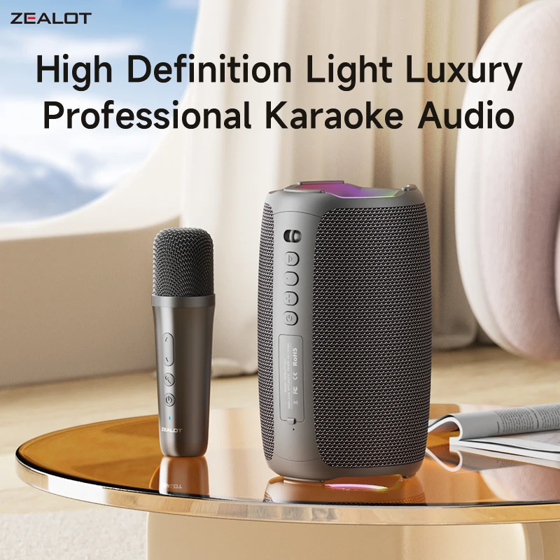 ZEALOT-S61M Karaoke Machine Portable Bluetooth 5.3 Speaker System with 1-2 Wireless Microphones Home Family Singing Gifts