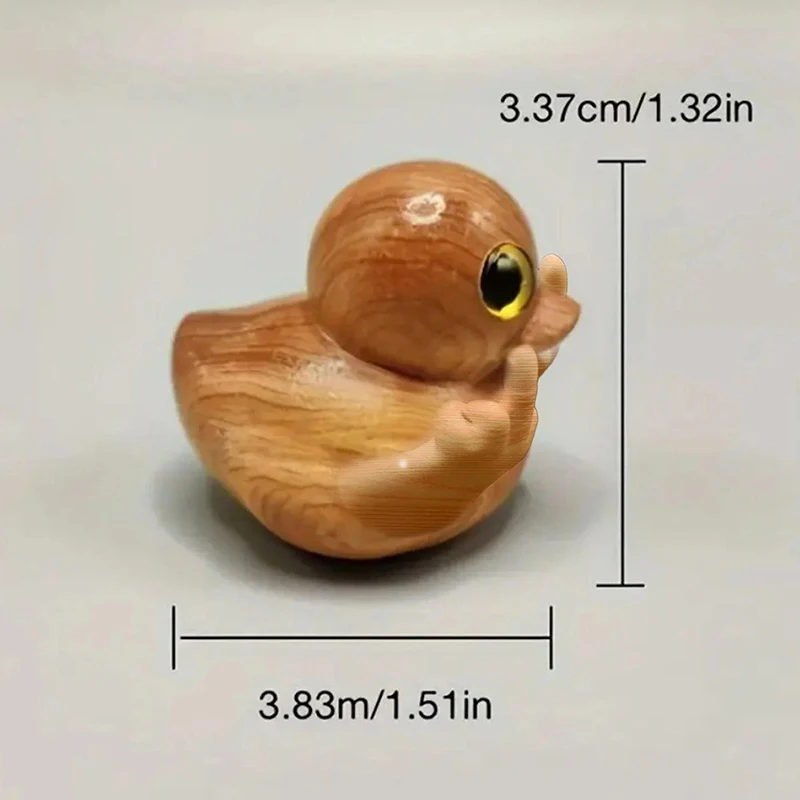 Funny Middle Finger Duck Handmade Wooden Statue Mini Duck Figurines Garden Decoration For Home Office Desktop Little Yellow Duck