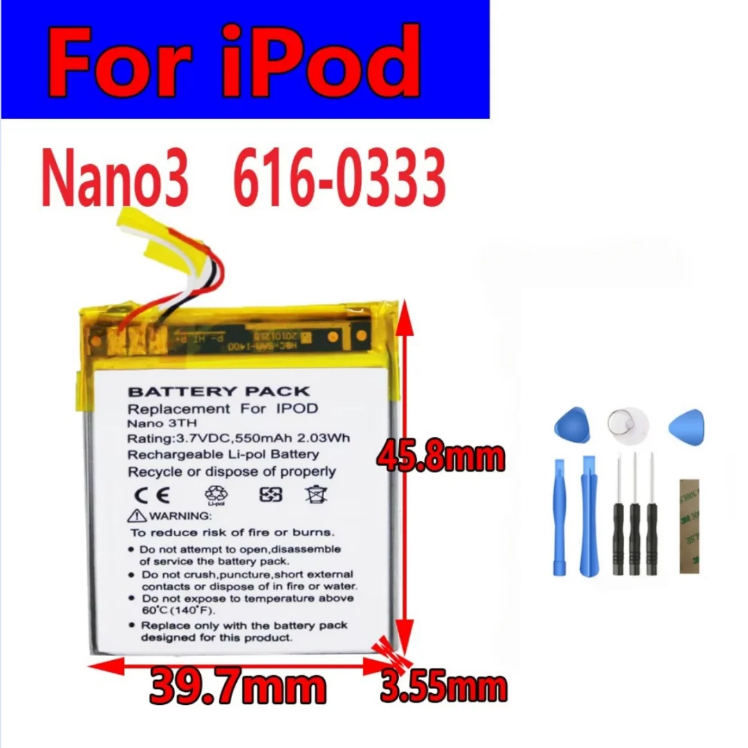 Original Replacement Battery For Apple ipod Nano 3 616-0337 3G 3rd 3Gen Generation 3TH MP3 A1236 Nano3 Battery + Free Tools