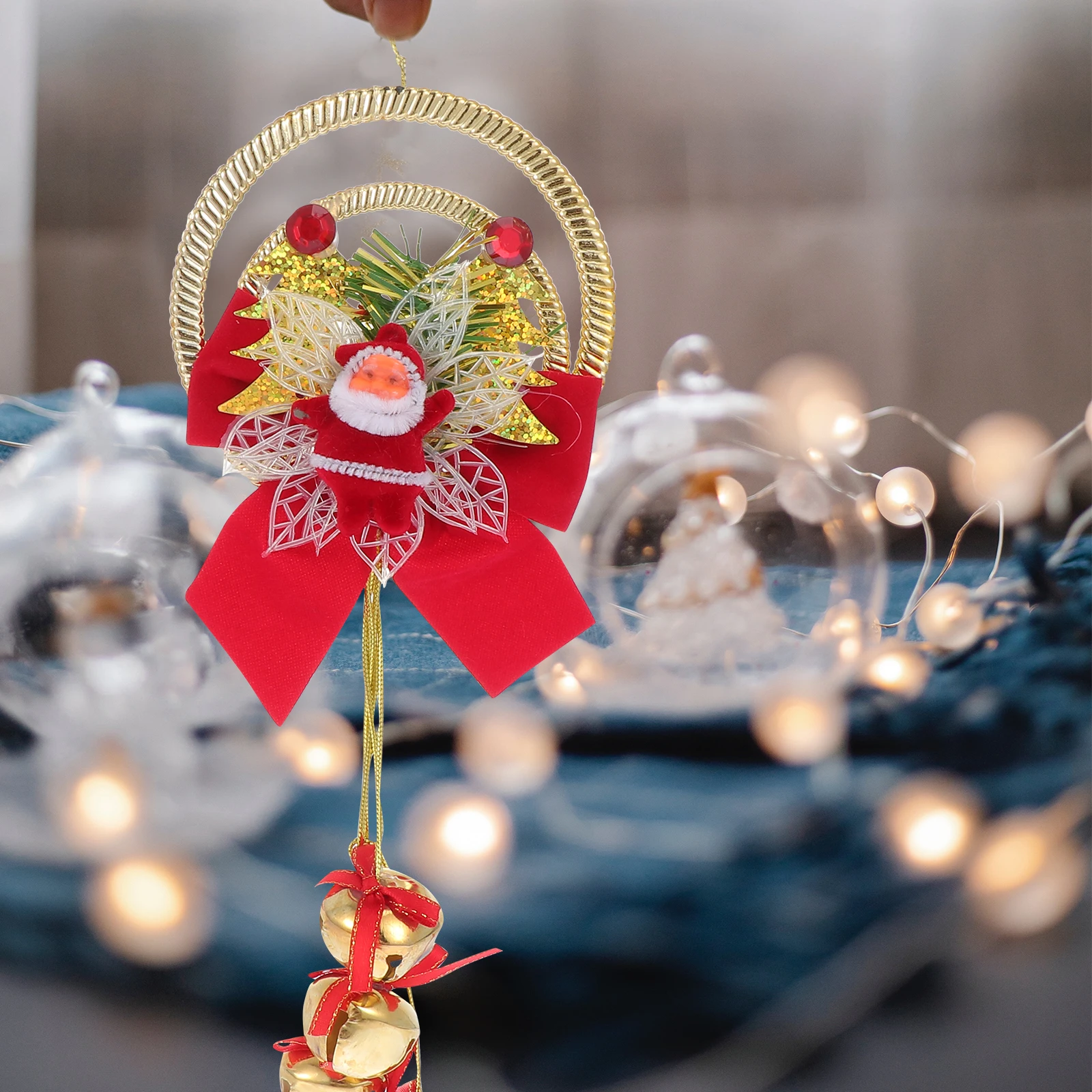 

2Pcs Christmas Santa Claus Bell Pendants Assorted Color Xmas Hanging Decorations Christmas Tree Ornaments Holiday Party Decor