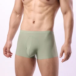 Ice Silk Seamless Male Boxer Shorts Panties Bulge Big Pouch Underwear EUR Size Quick Drying Sexy Breathable Men's Underpants