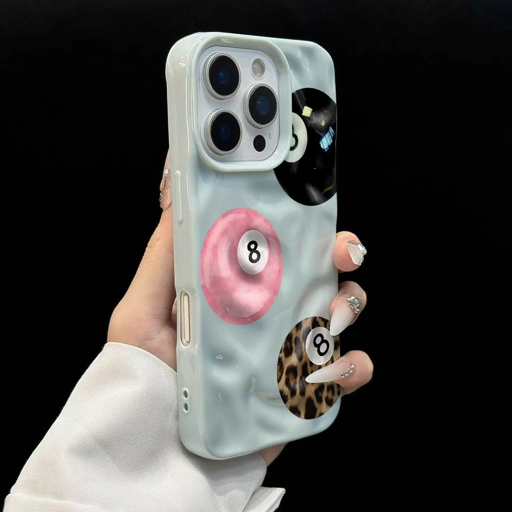Billard Nr. 8 Glücksbringer-Muster Handyhülle für iPhone 17 16 15 14 13 12 11 Pro Max 14 Plus 17Air Falten-Wellen Weiche Silikonhülle – Detail 10