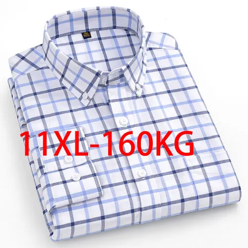 La nueva camisa de hombre de tela Oxford de gran tamaño 10XL y 11XL es 100% algodón puro, moderna, informal y de negocios sin planchar