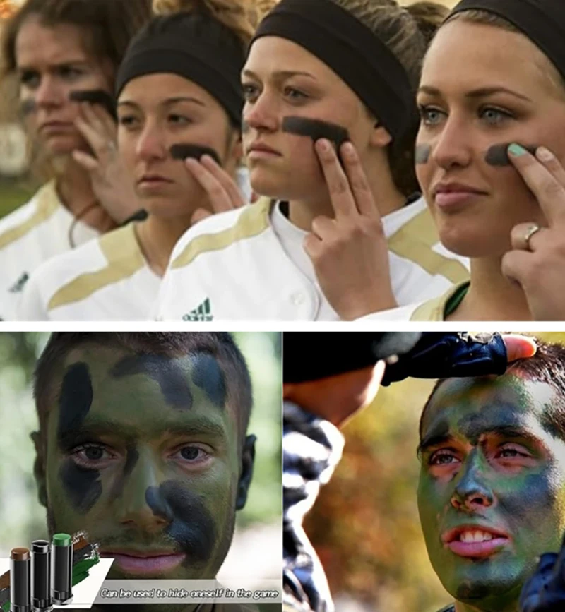 Bastão preto para esportes ao ar livre, tinta para olhos pretos de futebol, adequado para impermeabilização, futebol, rugby, beisebol, prevenção de suor