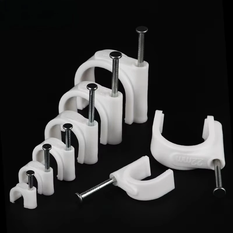 4-12mm circular C-type cable and clamp, thickened nylon clamp with carbon steel nails, steel wire rope tie ring steel wire clamp