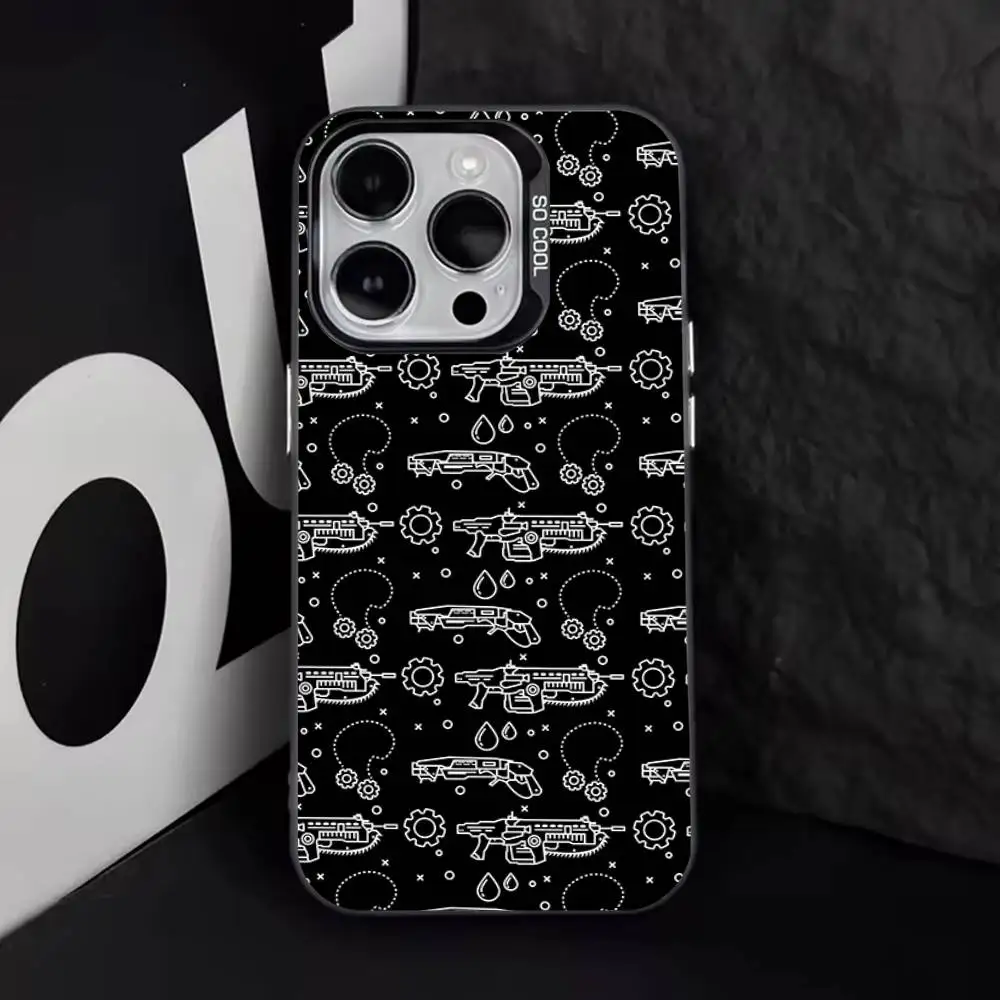 حافظة هاتف Game G-Gear Of Wars لهاتف iPhone 17,16,15,14,13,12,11,Pro,XS,Max,Plus,Mini,SE4,E غطاء أسود غير لامع مقاوم للصدمات