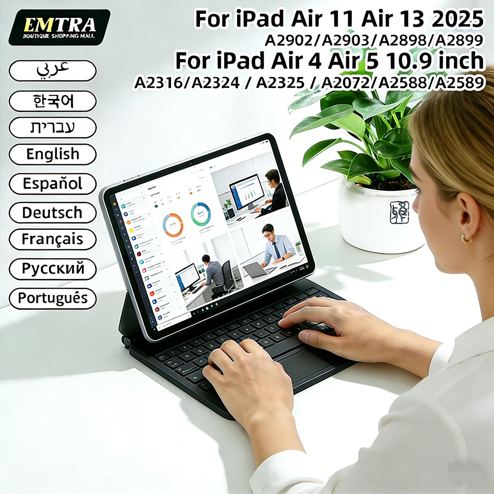 

Чехол-клавиатура Magic Keyboard 2026 для iPad 11-го поколения (A16) и 10-го поколения, магнитный смарт-чехол Bluetooth Smart Folio для iPad A3354 A3355 A3356 A2696