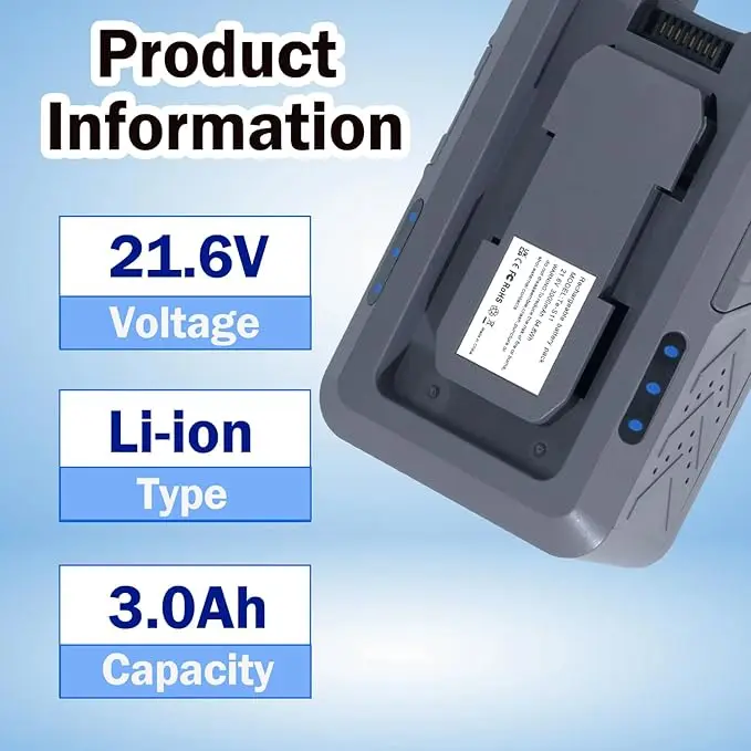 بطارية بديلة 3000 مللي أمبير في الساعة 21.6 فولت للمكنسة الكهربائية Tineco Pure ONE S11 موديل S11-02 (غير تنطبق على الطراز S10WM-01) #6