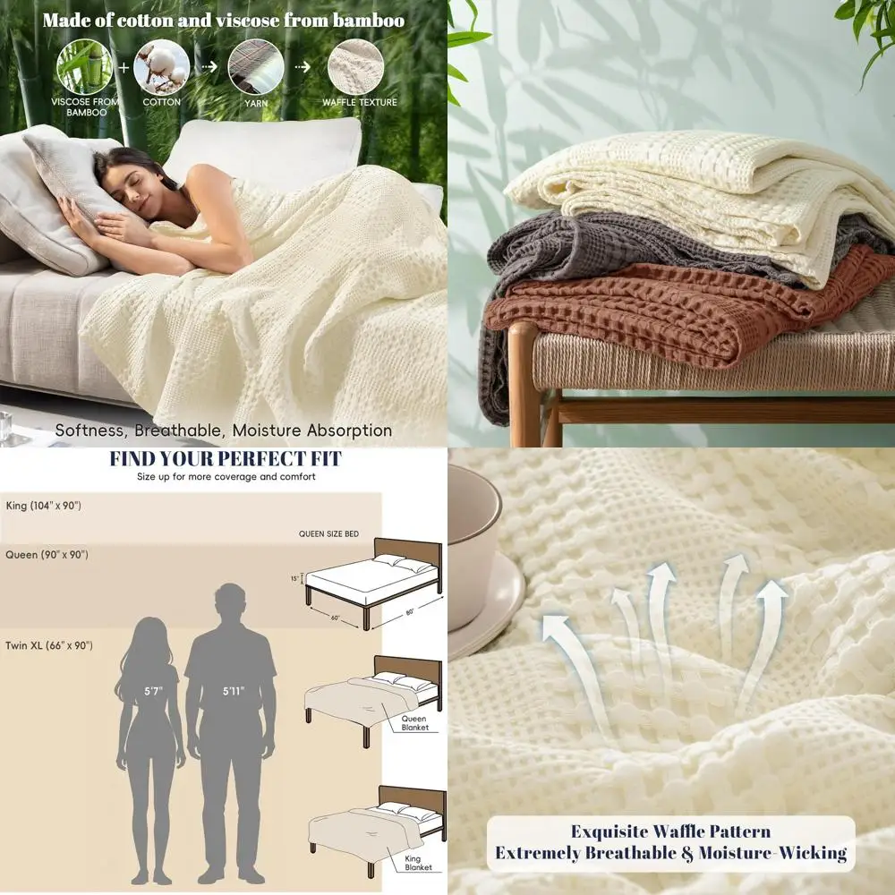 

Охлаждающее одеяло размера Queen, 60% бамбуковое волокно и 40% хлопок, дышащее, 90x90, цвет слоновой кости