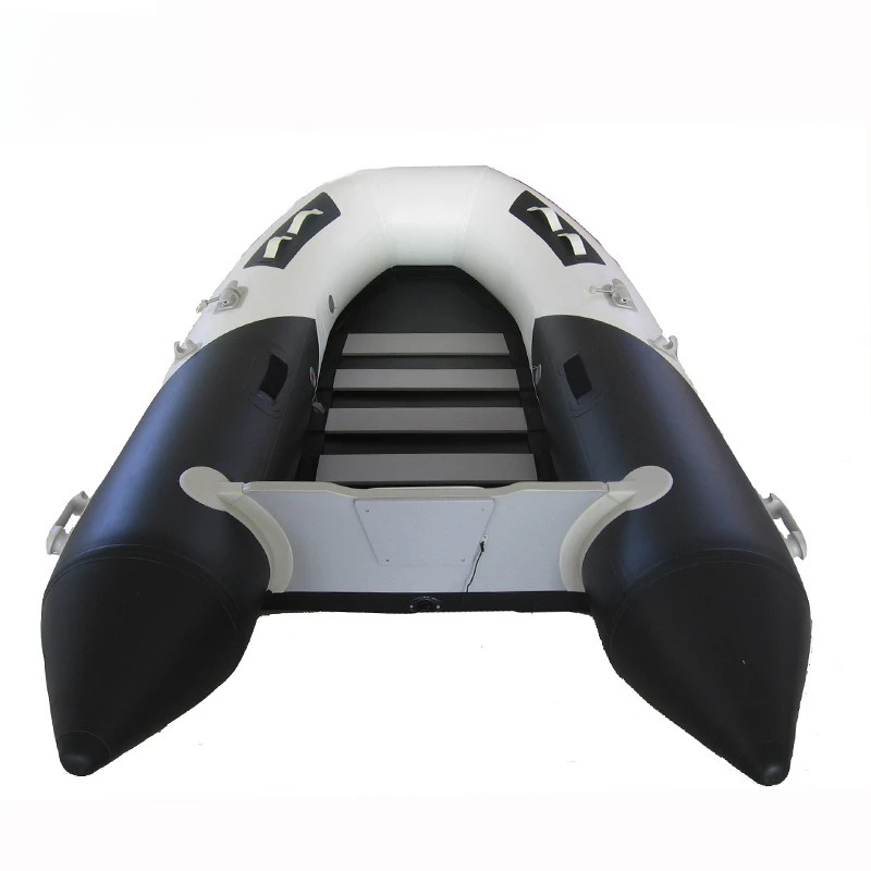340 black and white rubber boat, fishing boat, assault boat, rescue boat