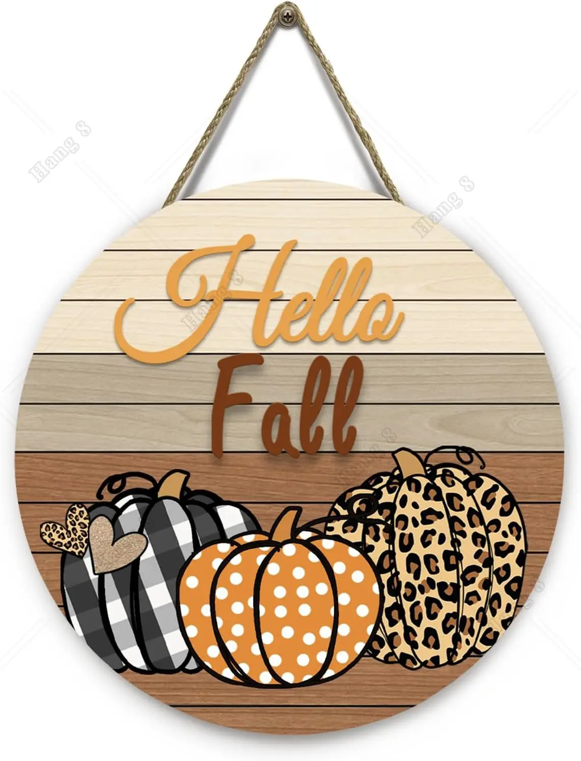 

Hello Fall Pumpkin Wooden Door Signs Autumn Harvest Sign Front Door Decor Plaid Pumpkin Farmhouse Door Hanger Decorations