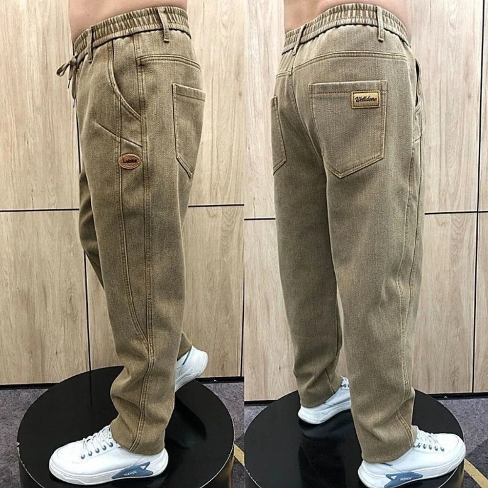 Spring New Men's Casual Pants Stretch All-match Fashion High Waist Straight Pants Middle-aged Loose Haren Pants y2k Clothes Men