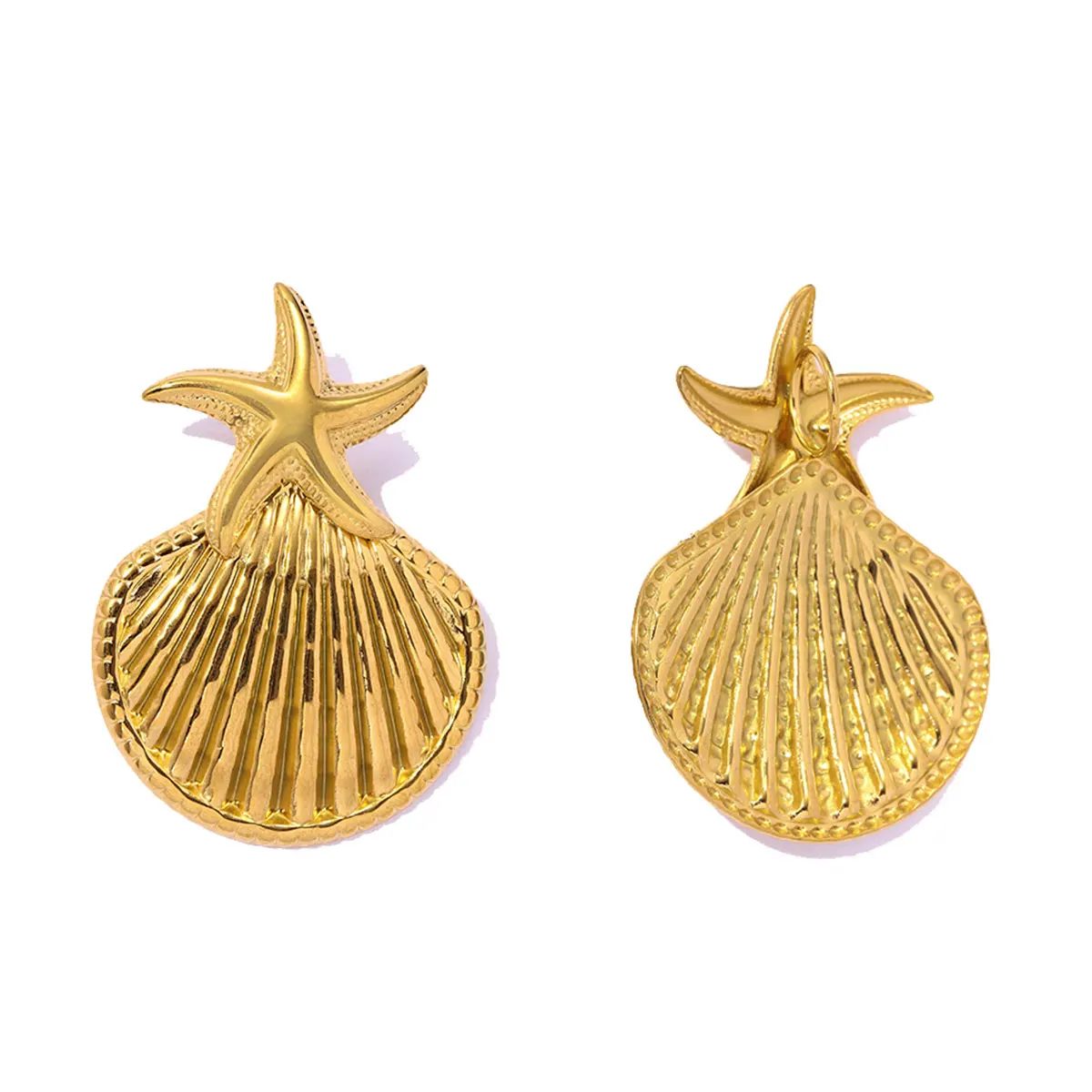 3pcs/Lot Fashion Stainless Steel Abalone Shell Flower DIY Earring Charms Starfish Necklace Pendants Woman Seal Fish Wholesale - view 4