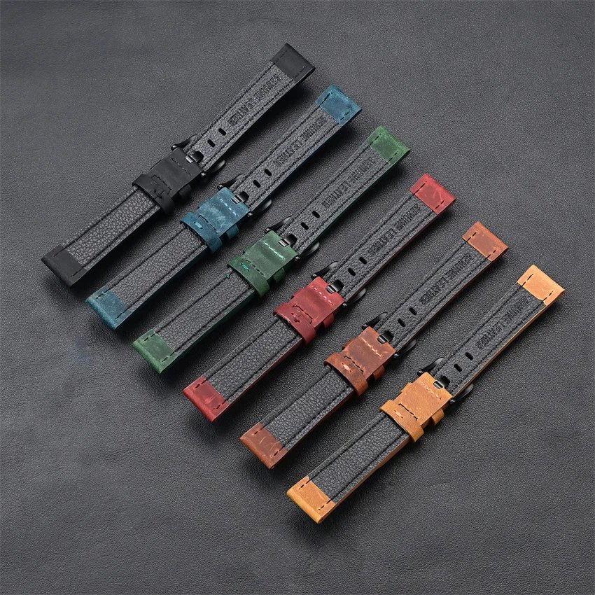 Oil-waxed Watchband, first-layer genuine leather, frosted finish, exuding a literary retro 18mm 20mm 22mm 24mm Universal Straps