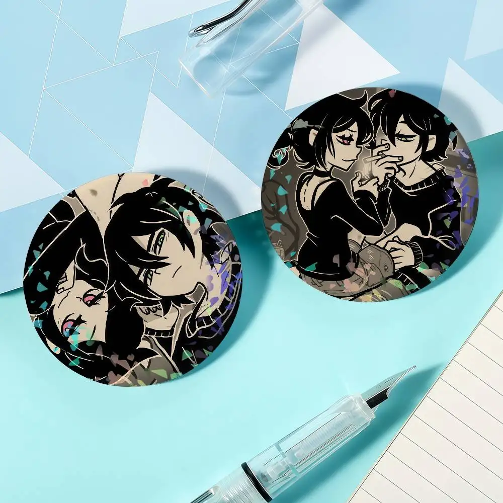Game the Coffin Of Andy and Leyley Laser Badge Round Exquisite Brooches Creative Pins for Clothes Hat Accessories