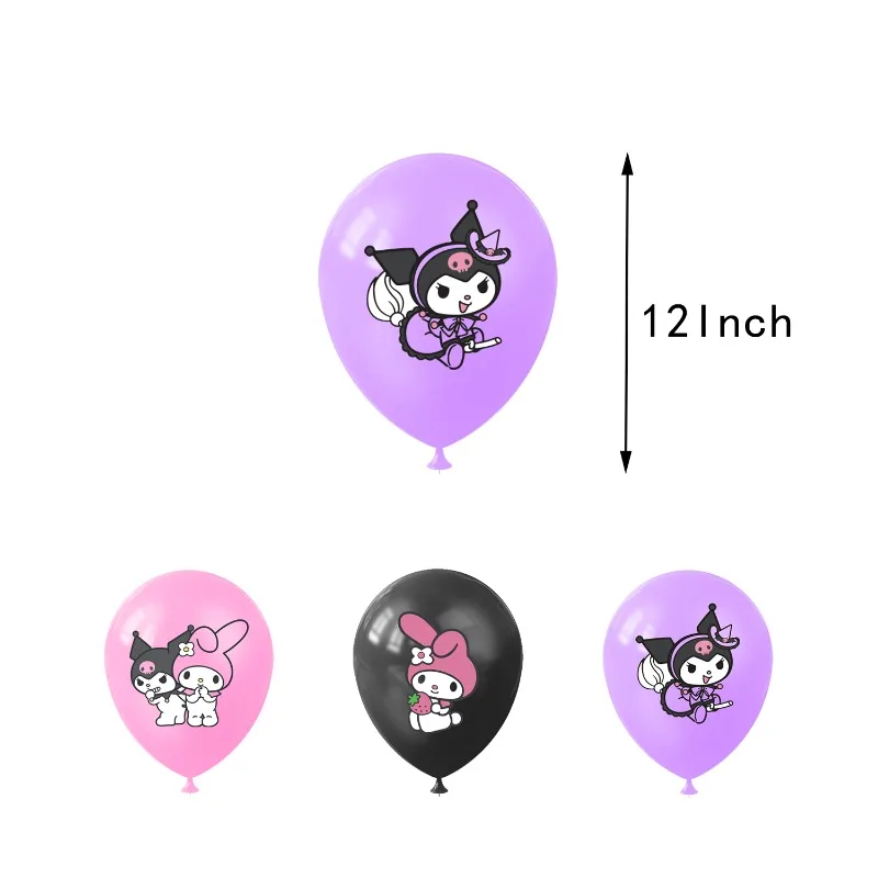 Kuromi dekoracja urodzinowa Sanrio dekoracja ciasta urodzinowy Toppers baner Kuromi balony ozdoby do dekorowania tortu