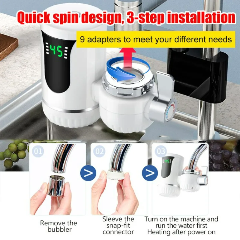 Household kitchen Installation Free Instant Hot and Cold Water Faucet Multiple Plug Specifications for Fast Heating Electric