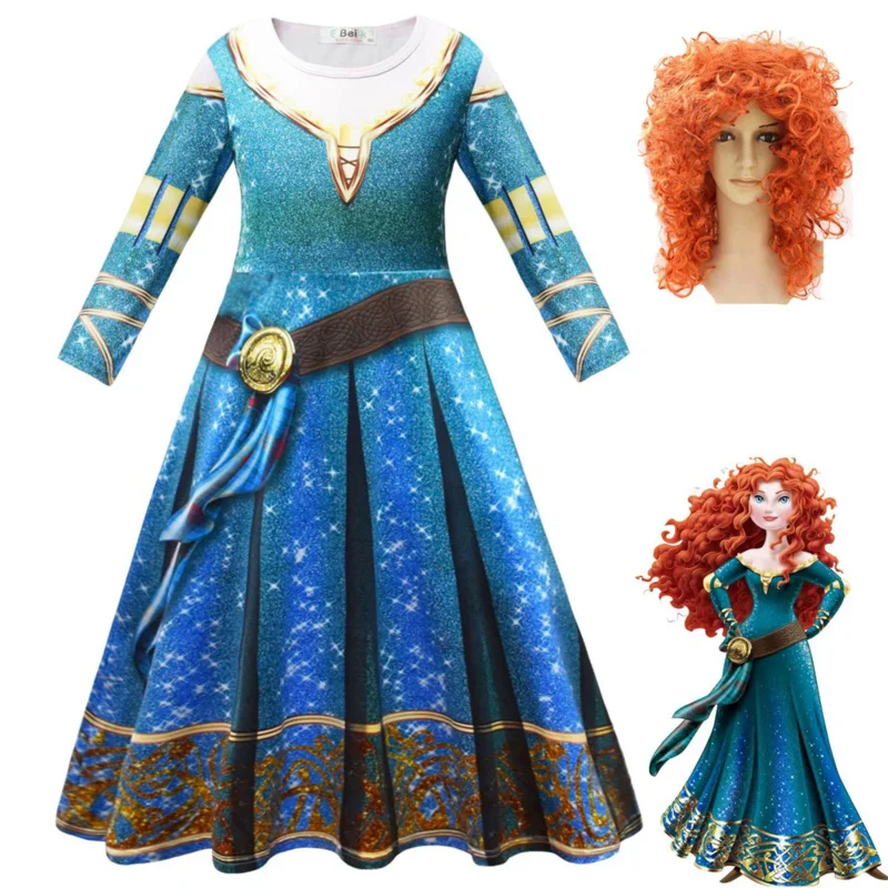 Moed Prinses Jurk Meisjes Jurk Cosplay Merida Prinses Jurk Voor Meisje Kostuum Baby Kinderen Kleding Kid Carnaval Feestjurk