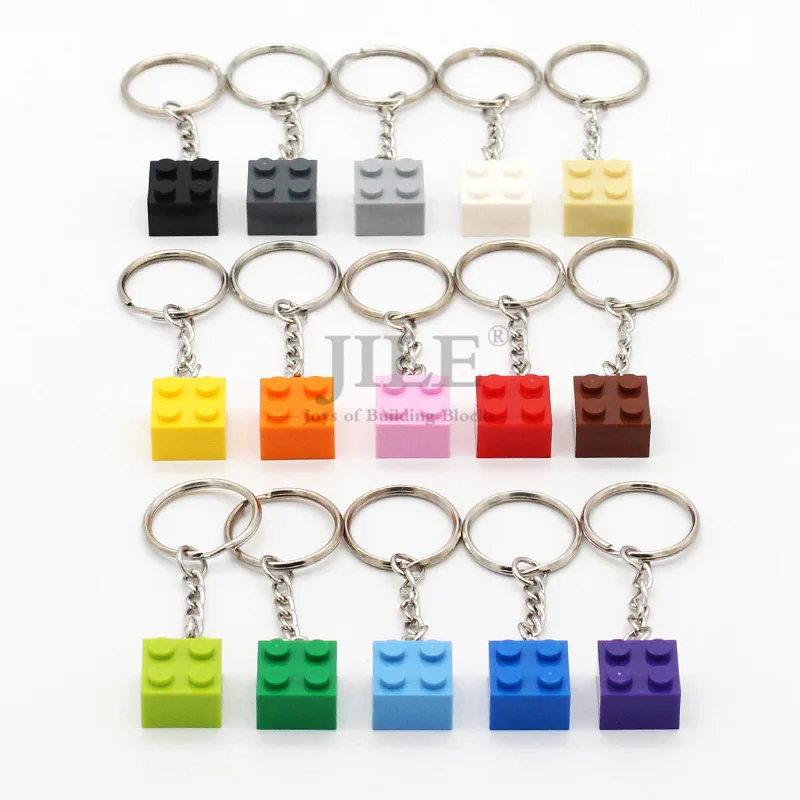 MOC DIY Building Blocks Brick 2x2 Key Hanging Ring with Buckle Accessories Keychain Creative Kits Compatible 3003 Gift Toys