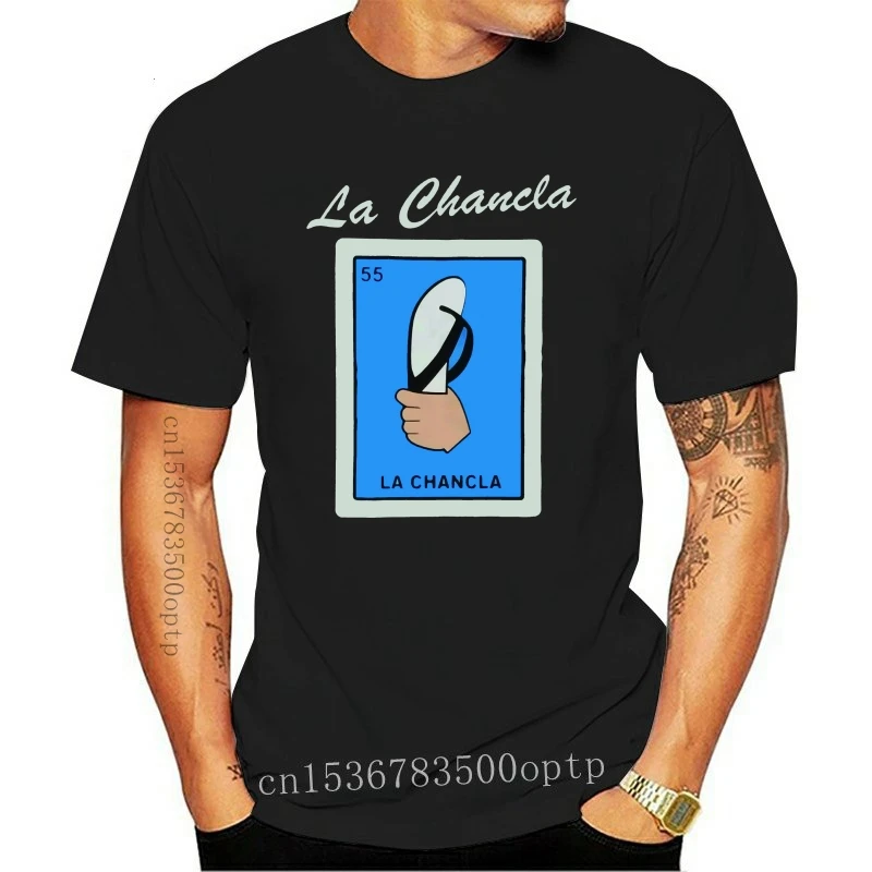 New Mexican Loteria La Chancla Black T-Shirt Funny Casual Print Fashion Tee Shirt