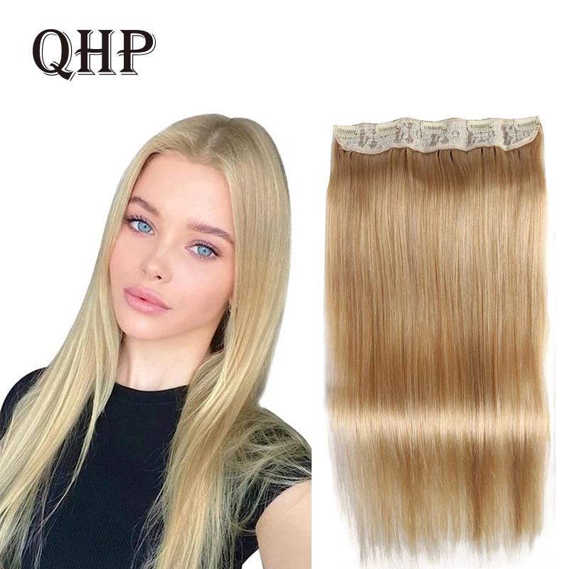 Clip In One Piece Human Hair Extensions 100% Human Remy Fusion Hair 10 Inches With 5 Clips 70G  Natural Color Light Blond #60