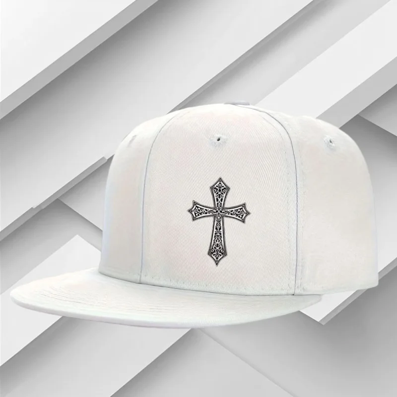 A Hip-Hop Baseball Cap with a Cross-Pattern Print, Adjustable And Unisex, Suitable for All Seasons, Featuring a Trendy Street St