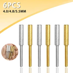 6Pcs Diamond Coated Cylindrical Burr 4-5.5mm Chainsaw Sharpener Stone File Chain Saw Sharpening Carving Grinding Tools