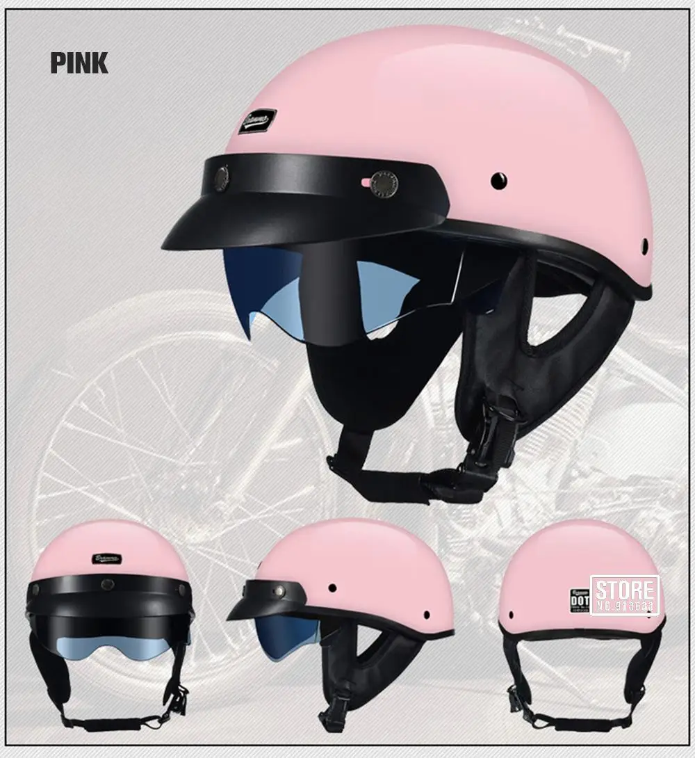 Retro Motorrad Helm DOT Zertifizierung Moto Helm Männer Frauen Halb Helm HD Objektiv Casco Vier Jahreszeiten Reiten Roller Capacetes – Detail 27