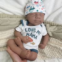 Chubby Dark Baby Girl/Boy 19Inch Handmade High-Simulation Full Body Silicone Reborn Doll Christmas Gift Kids Toy Collectibles
